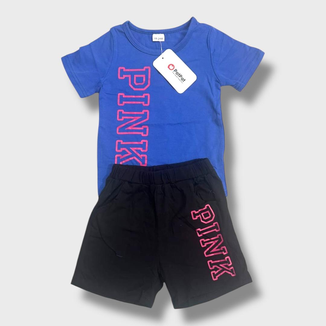 2-Piece Pink Logo T-Shirt and Shorts Set
