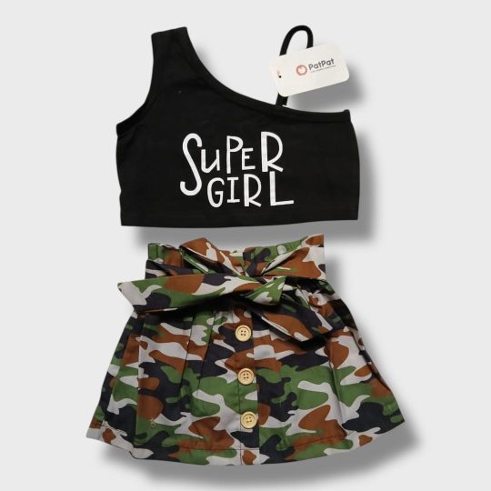 2-Piece Super Girl Camo Skirt Set