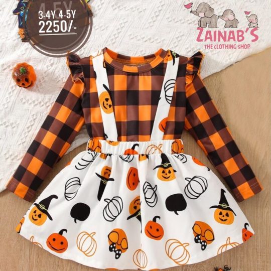 Halloween Checkered Skirt Set